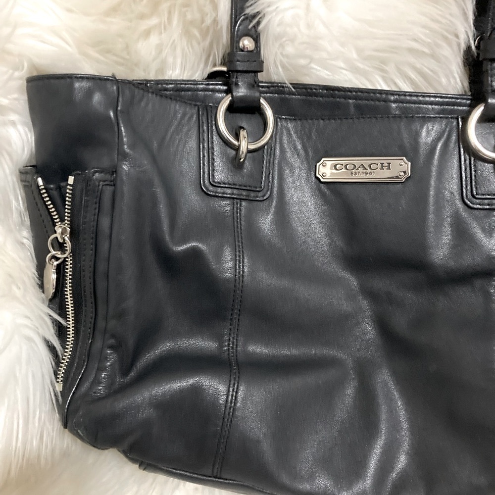 Coach Black Silver Leather Satchel